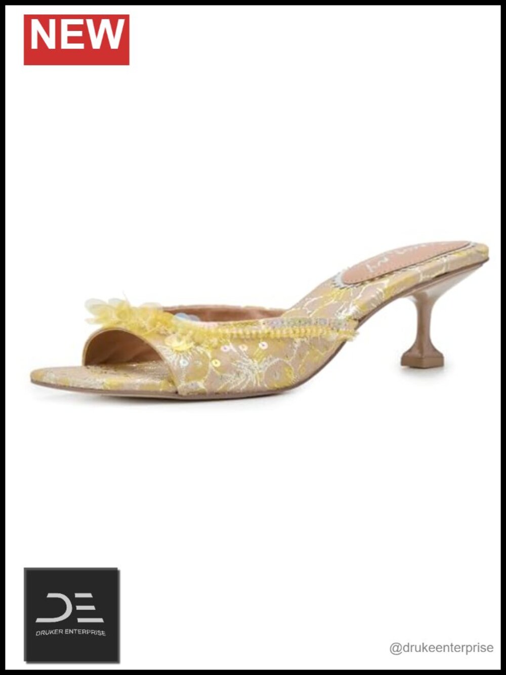 Jeweled Heeled Mule Sandals Women's 2" Low Heel Slip-On Open Toe